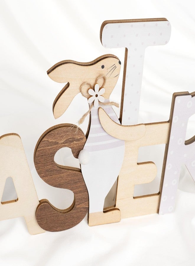 DINIZON Wooden Easter Bunny Sign Table Decor, DIY Sign for Home, Desk, Mantel, Shelf Indoor - Rustic Easter Decorations for Home, Farmhouse Spring Decor, Pascua Gift Decoración de Pascua, Regalo - Image 4